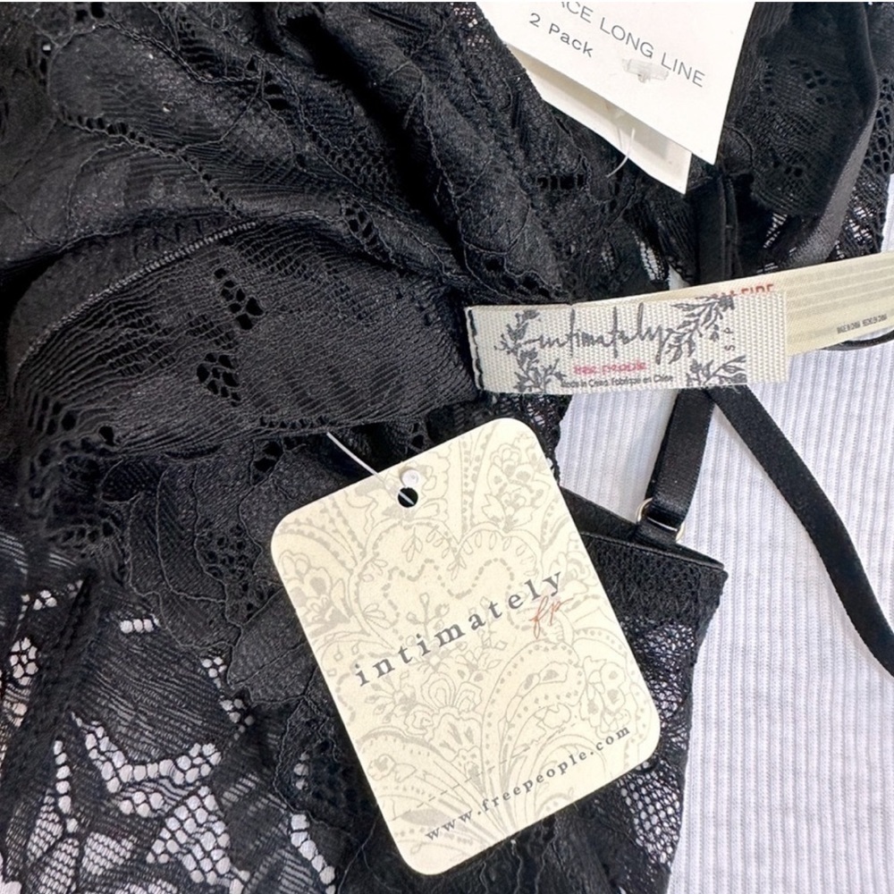 NWT 2-Pack Free People Everyday Lace Longline Bralettes Black Combo Size X-Small - Picture 9 of 13